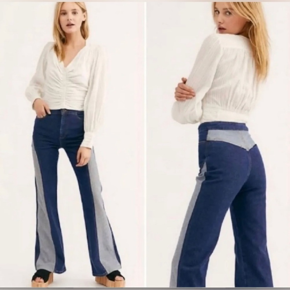 Free People Flip It & Reverse It Wide Leg High Rise Jeans 27 - Picture 3 of 6